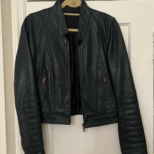 J. Crew Collection Navy Leather Jacket Sz 10